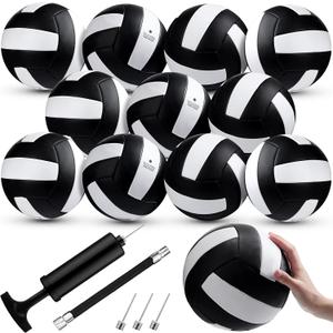 Meooeck 12 Pcs Volleyballs Official Size 5 Volley Balls Bulk Practice Volleyballs Indoor Outdoor Soft Recreational Volley Ball with Pump for Beginner for Gym Training Beach Pool (Classic)