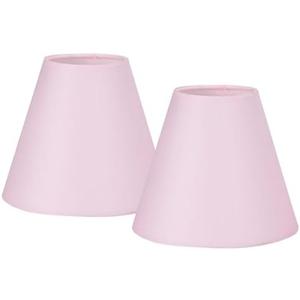 LAMPWELL GERO Pink Small Lamp Shades Clip on Bulb Set of 2,Mini Barrel Sconce Shades,Clip on Lamp Shade for Table Lamps Chandelier Shades,6"×3"×H5",Fabric Replacement Lamp Shades