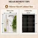 MemoCastle 20x26 Medicine Cabinet with Mirror, 6 Adjustable Tempered Glass Shelves, Matte Black Aluminum Bathroom Storage, Soft-Close DTC Hinges, Surface or Recessed Mount, Tempered Beveled Mirror
