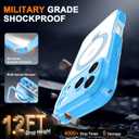 for iPhone 17 Pro Case with Magnetic Invisible Stand [Compatible with MagSafe] Military Drop Protection Shockproof Slim Translucent Skin-Touch Case Cover Light Blue