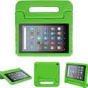 Kids Case for Fire 7 Inch Tablet 9th/7th/5th Generation Tablet (2019/2017/2015 Release) Kid-Proof & Shockproof Case Sturdy Soft Durable EVA Protective Cover with Convenient Handle, Green