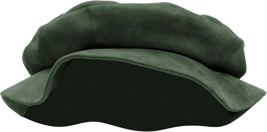 FURPHI Medieval Tudor Flat Cap Faux Suede Beret Hat Renaissance Festival Costume Accessories for Men Women (Green)