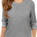 ZDC Girls Casual 3/4 Sleeve T Shirts Kids Cute Crewneck Tops Basic Tees Blouse for 5-14 Years