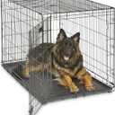 MidWest Homes for Pets Newly Enhanced Single & Double Door iCrate Dog Crate, Includes Leak-Proof Pan, Floor Protecting Feet, Divider Panel & New Patented Features (48.0"L x 30.0"W x 33.0"H, Black)