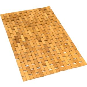 Gonioa Natural Bamboo Bath Mat, Wooden Door Mat Kitchen Floor Bath Rug, Bathroom Shower and Tub Mats, Wooden Bath Mat for Shower, Bath, Spa Or Sauna (16 x 24 Inch)