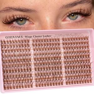 Brown Lash Clusters Natural For Soft Glam 300Pcs Wispy Lashes Cluster Eyelash Cluster Extensions C Curve Individual Lashes DIY Lash Extension Waterproof & Long - Lasting (10-16mm)