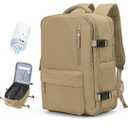 Vacuum Travel Backpack with Pump for Women,Personal Item Carry on Backpacks Flight Approved 18x14x8 inches for Men,Laptop Waterproof Work Compression bags Casual Daypack Khaki