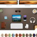 Aothia Cork Desk Mat - Dual-Sided XL PU Leather Desk Pad & Full Desk Protector, Large Waterproof Desktop Mat for Office & Gaming (47" x 23.6", Coffee)