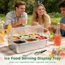 Cold Food Buffet Server - Countertop Chilled Condiment Container with 6 Pans & Flip Lid, Portable Salad Bar with Tongs, Spoons, and Ice Packs for Buffets, Parties