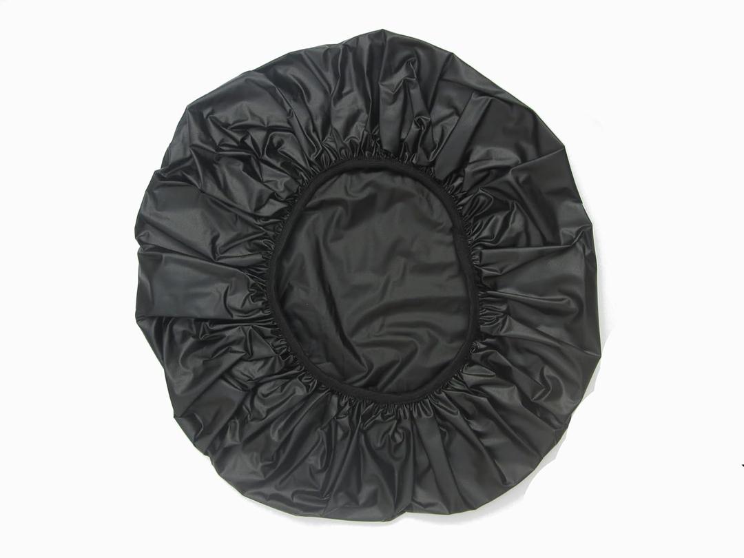 Black Shower Cap for Men and for Women Reusable Shower Cap Waterproof Plastic with Elastic Lace Band (Black, Regular size)