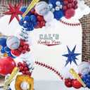 150pcs Baseball Balloons Garland Arch Kit,Red Blue White Silver Latex Balloons With Baseball Foil Balloons for Boys Baseball Party Baby Shower Supplies