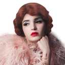 H&Bwig Short Red 20s Wigs for Women Natural Finger Wave Synthetic Hair Wig for Women Lady Ladies Cosplay Anime Party Costume Anime Flapper Wig