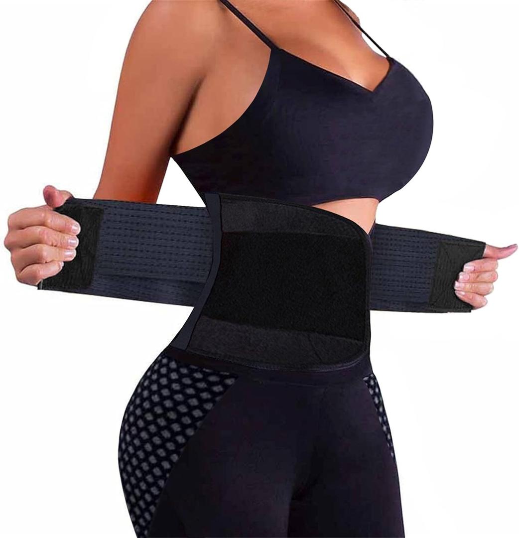VENUZOR Waist Trainer Belt for Women - Waist Cincher Trimmer - Slimming Body Shaper Belt - Sport Girdle Belt (UP Graded) (Large, Black)
