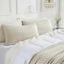 VHC Brands 100% Cotton Waffle Weave Natural Queen Size Sham Set of 2 20x30, Decorative Throw Pillow Covers/Shams, Boho Farmhouse Bedroom Decor
