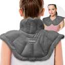 Microwavable Heated Neck Wrap Warmer and Shoulder Weighted Heating Pad Microwave for Hot and Cold Compress (Dark Gray)