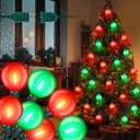 G50 Globe Christmas Lights, 29 Ft Globe Christmas Tree Lights with 20 Round LED Bulbs Green Wire Connectable String Light for Yard Patio Porch Pergola Xmas Tree Decor(Red & Green)