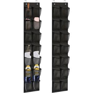 2 Pack Narrow Over the Door Shoe Organizer, 14 Large Mesh Pockets Small Hanging Shoe Rack