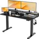 Seang Electric Standing Desk with 2 Drawers, Adjustable Standing Desk with Storage Shelf, Height Adjustable Stand up Desk for Home Office with 3 Presets & 2 Hooks,55 Inch, Black (Rustic Brown)