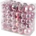 116Pcs Pink Christmas Ball Ornaments Set, Shatterproof Christmas Hanging Decoration Set with Gift Box, Assorted Decorative Baubles Set for Xmas Tree/Home/Wedding/Party/Holiday (Pink)