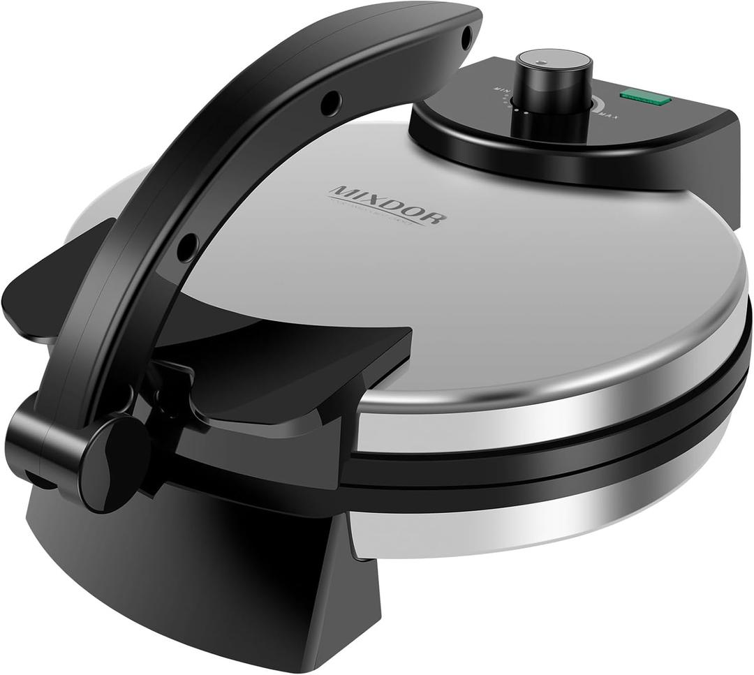 Mixdor Electric Tortilla Press Roti Maker 10inch with Removable Handle Multipurpose Tortilla Press Maker Non-Stick Cooking Plates for Homemade Tortillas, Rotis, Chapatis