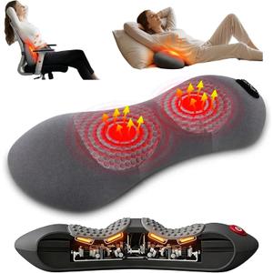 3-in-1 Electric Back Massager Pillow with Heat, Vibration & Traction, Ergonomic Lumbar Support Cushion with Memory Foam, Sciatica Pain Relief Pillow, Triple Fusion Massager