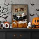 Halloween Ghost Black Cat Bubblebath Canvas Posters Bathroom Cute Ghost Wall Art Goth Dark Academia Spooky Bubblebath Prints Painting For Living Room Bedroom Wall Decor 16x24in Unframed (16L" x 24W", Multi 12)