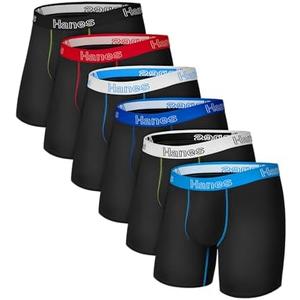 Hanes Men's Boxer Brief Underwear Pack, Stretch Cotton Boxer Briefs for Men, Moisture-wicking, 6-pack, Medium