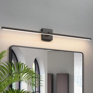 Modern Bathroom Lighting Fixtures Over Mirror - 39 Inch Black Bathroom Vanity Light Fixture 3500K Dimmable LED Vanity Light Bar for Bath Wall Sconce, 28W
