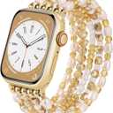 VISOOM Beaded Boho Bracelet For Apple Watch 10/11 Se(3rd Gen) Bands Women 42mm 41mm 40mm 38mm, Pearl Wrap For Cute Stretchy Fancy Apple iWatch iPhone Series11 10 Se 9 8 7 6 5 4 3 2 1 Watch Straps Band