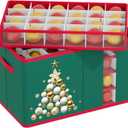 Ornament Storage Box for Christmas Ornament Storage Containers Heavy-Duty Ornament Holder with Adjustable Dividers Stores up to 96 Ornaments large ornament boxes for storage Holiday Decor