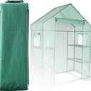 Greenhouse PE Cover, 563076 Inches Waterproof Replacement Cover with Windows for Walk-in Greenhouses for Outdoors - Green Cover Only