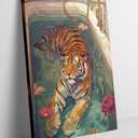 2 x Tiger in Bathtub Canvas Wall Art Funny Animal Bathroom Painting Picture Wall Decor Maximalist Trendy Dopamine Aesthetic Poster Print Artwork for Bathroom Toilet Home Decoration, 16x24in