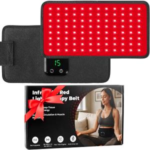 Red Light Therapy Belt for Back Waist: Cordless Rechargeable Infrared Red Light Therapy for Body Joint & Muscle Comfort 660nm & 850nm Portable Wrap for Home Office, Gifts for Mother's/Father's Day