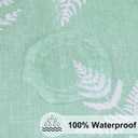 misaya Round Fitted Tablecloth with Elastic Edge, Waterproof Oil Proof Plastic Table Cover, Vinyl Flannel Backed Tablecloth Fits 36"-44" Round Tables for Dinner, Outdoor, Picnic, Light Green Leaves