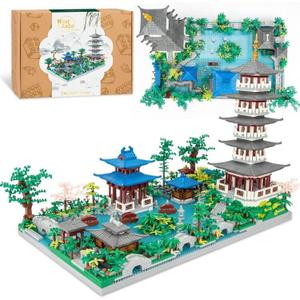 5186PCS Chinese Architecture Micro Building Blocks Set - Creative Toys Gifts for Adults and Kids Age 14+, Oriental Garden West Lake Collection Model for Display