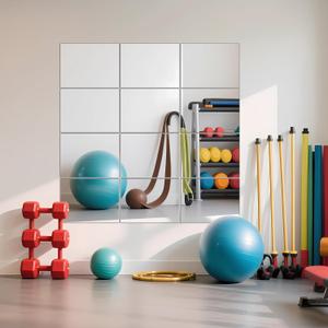 Ruomeng Home Gym Mirror Tiles - 12" x 16" x 12Pcs Frameless Full Length Wall Mirror Tiles Wall Mounted Mirror for Vanity Bedroom, Living Room Ruomeng Home Gym Mirror Tiles - 12" x 16" x 12Pcs Frameless Full Length Wall Mirror Tiles Wall Mounted Mirror for Vanity Bedroom, Living Room
