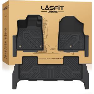 LASFIT Floor Mats for Honda Passport 2026, Extended Door Sill Coverage All Weather TPE Custom Fit Passport Floor Liner Accessories, 1st & 2nd Row, Black