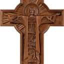 BGCOPPER Jesus Crucifix Wall Cross Handmade Wooden Cross for Wall Decor for Home Room Christmas Gift