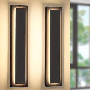 Modern Outdoor Wall Lights -𝟐𝟒 𝐈𝐍 Long Exterior Lighting Fixtures,Black LED Outdoor Wall Sconce Use for House,Porch,Garage,Front Door, Patio,IP65 Waterproof,3000K Warm White,24W,2 Packs, 23.6IN-2 PCS