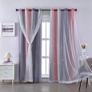XiDi Pink Grey Ombre Curtain for Girls Bedroom Decor Kids Blackout Curtain for Nursery Room Darkening Rainbow Princess Unicorn Wall Decals Little Girl 52x45 Inches Long 1 Panel