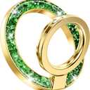 GVIEWIN Magnetic Phone Ring Holder, Compatible with MagSafe Phone Grip with Adjustable Stand, Magnet Phone Ring Kickstand for iPhone 17/16/15/14/13/12 Pro Max Plus Air/Other Phones (Glitter/Green)