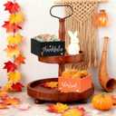 2 Pcs Fall Candy Bowl Dish Mini Wooden Autumn Candy Bowl Thankful Blessed Thanksgiving Harvest Candies Holder Farmhouse Party Supplies for Tiered Tray Holiday Table Decor Housewarming Gift