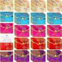 Zhengmy 50 Pcs Jewelry Silk Purse Pouch Gift Bags Bulk, Chinese Silk Style Brocade Embroidered Bag with Zipper Jewelry Bags(3.15 x 3.94 Inch,Bright Color)