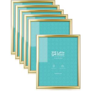 LaVie Home 8x10 Picture Frames (6 Pack, Gold) Simple Designed Photo Frame with High Definition Glass for Wall Mount & Table Top Display, Set of 6 Classic Collection
