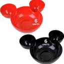Mirandinha - 12Pcs Mouse Head Bowl Dish Plate Serving Tray - 6 Black 6 Red - Decorative Unbreakable Serving Platter for Snacks, Versatile Acrylic Bowl for Meals, Cereal, Parties, Baby Bowl 16.9 fl oz