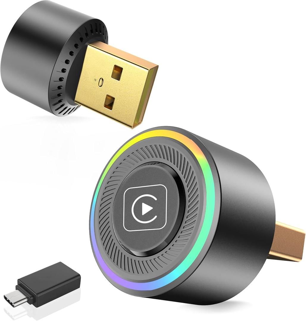 Mini Wireless CarPlay Adapter for Apple iPhone - Upgrade Wired CarPlay to Wireless, One-Tap Multi-User Switch, Plug & Play, Fast Auto-Connect (iOS 10+)