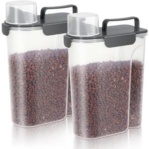 LEAWALK 5Lbs Airtight Cat Dog Food Storage Container with Upgraded Large Nozzle BPA-Free, Pet Food Storage Containers for Rice, Grain, Pet Food, Flour, Dog Treat Storage (Black2, 5L-2pack)