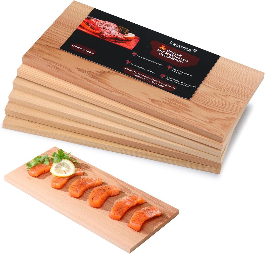 Grilling Planks, Easily Infuse Smoky Flavor into BBQ, Fish, Meat, Veggies, and More,Thick Barbecue Board Grilling Gift Idea (5.5"x11.5"-6 Pack)