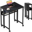 GreenForest Folding Desk Small Rolling Desk with Storage Shelf,24.8 inch Foldable Computer Desk with Wheels for Small Space,Easy Assembly,Black