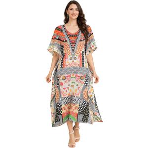 Miss Lavish London Short Caftan Beach Dress, Plus Size African Kaftan, Womens Resort Wear, Cruise, Caribbean Vacation Coverup